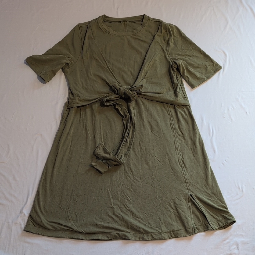 Olive Green Tie-Front Dress